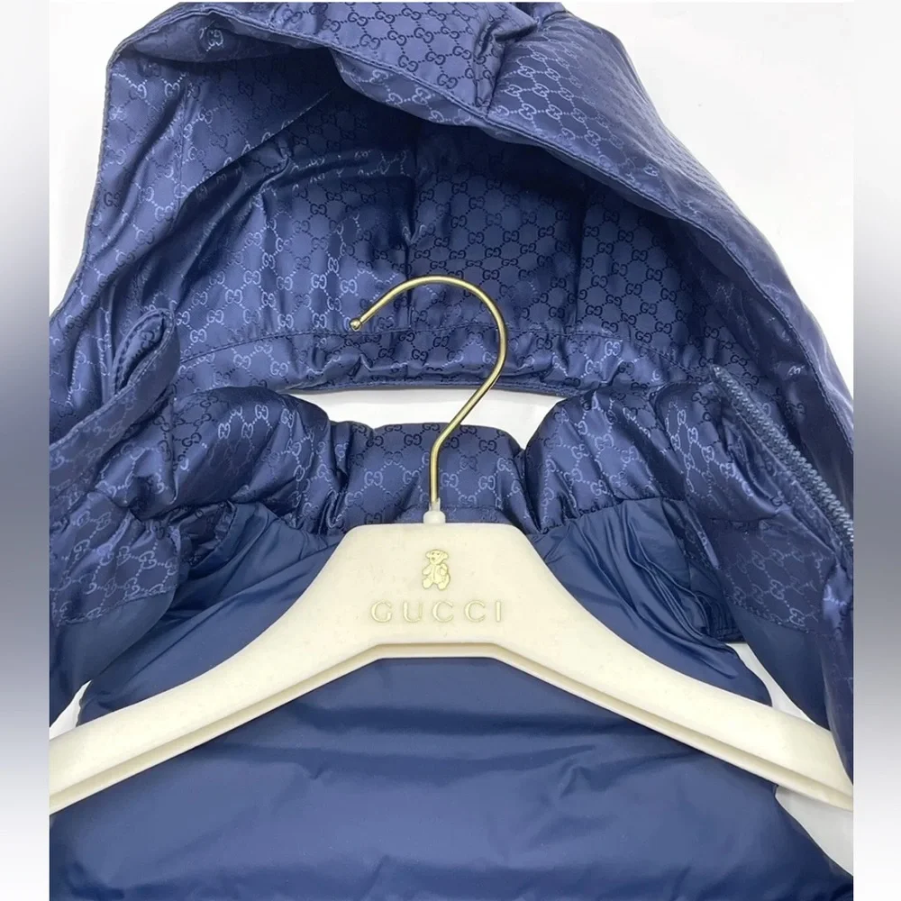 Gucci GG Kids 2011 Navy Blue Hooded Vest Size 9-12 Months GG Italy Vintage - Picture 4 of 8
